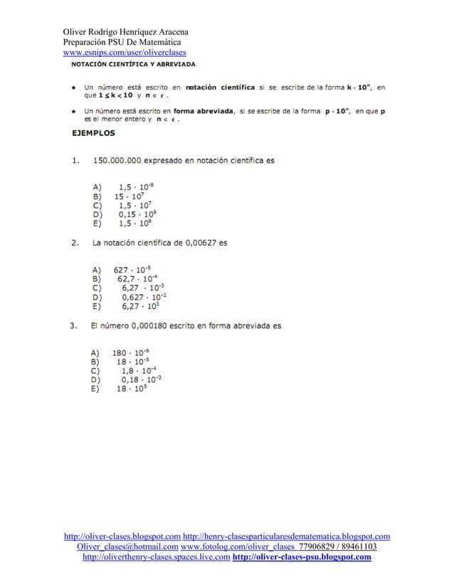Guía N 11 De Contenido Psu Matemática Potencias Pdf