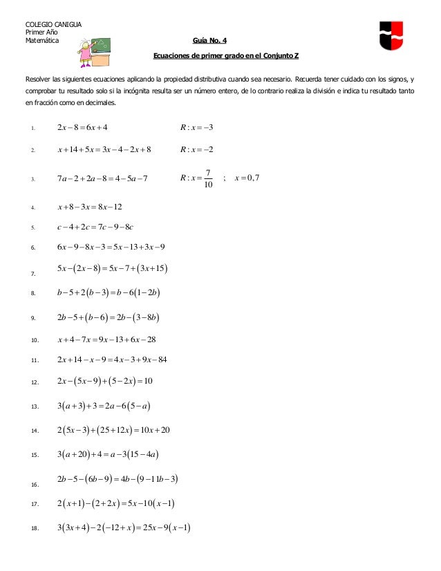 Guía no. 4 ecuaciones lineales en z 211014