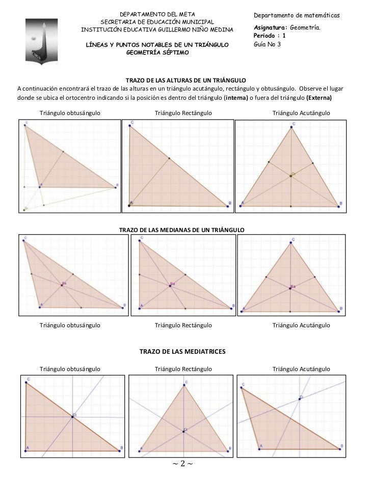 Guía No 3 puntos y líneas notables de un triángulo