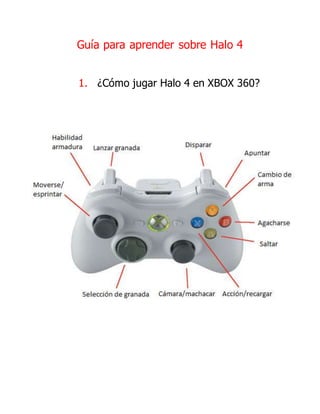 Guía para aprender sobre Halo 4
1. ¿Cómo jugar Halo 4 en XBOX 360?
 