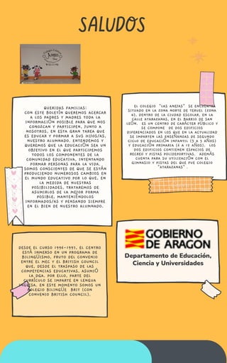 SALUDOS
QUERIDAS FAMILIAS:
CON ESTE BOLETÍN QUEREMOS ACERCAR
A LOS PADRES Y MADRES TODA LA
INFORMACIÓN POSIBLE PARA QUE NO...