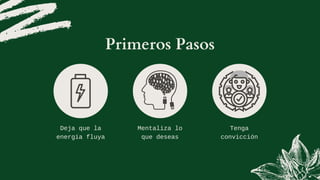 Deja que la
energía fluya
Mentaliza lo
que deseas
Tenga
convicción
Primeros Pasos
 