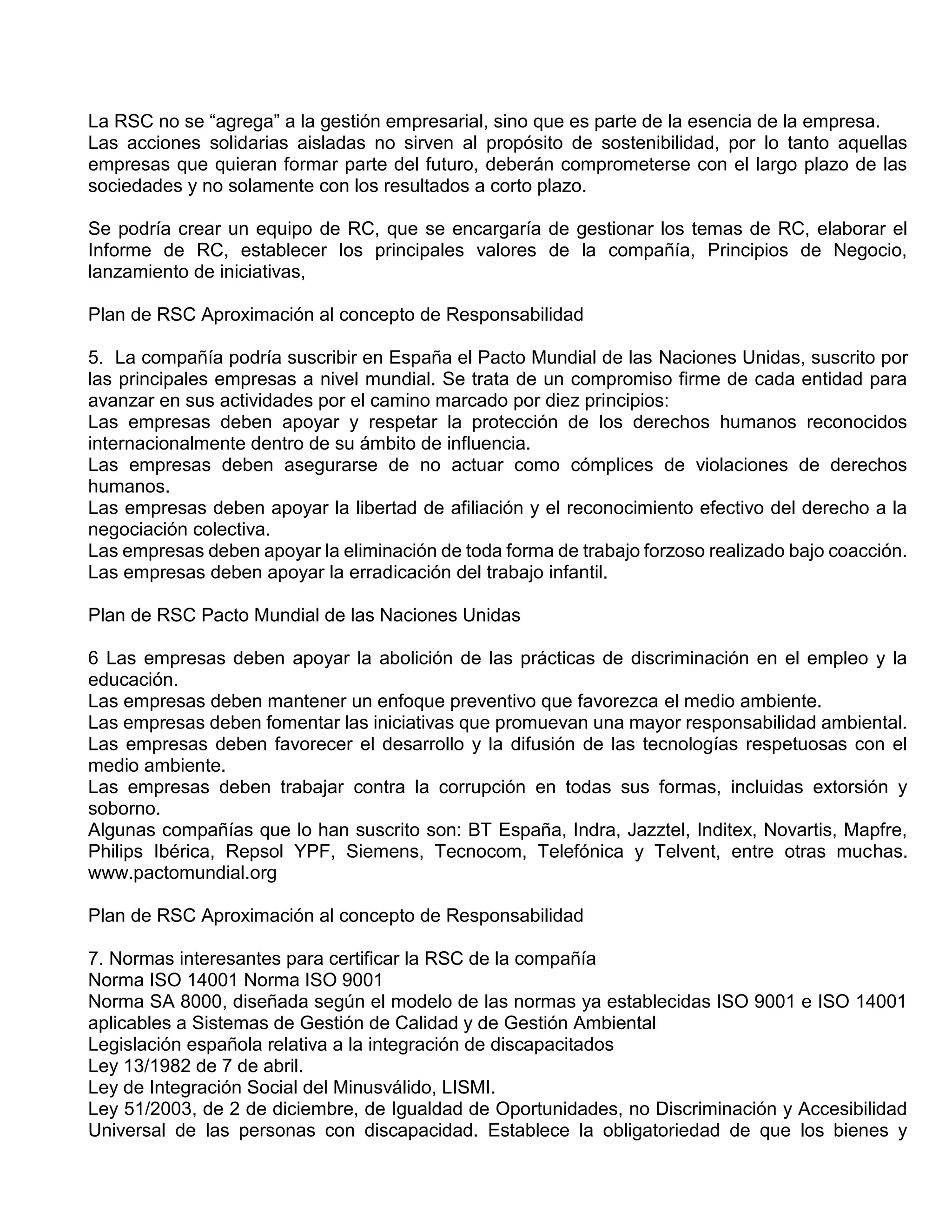 Plan De Rsc Guía para preparar un plan de responsabilidad social corporativa | PDF