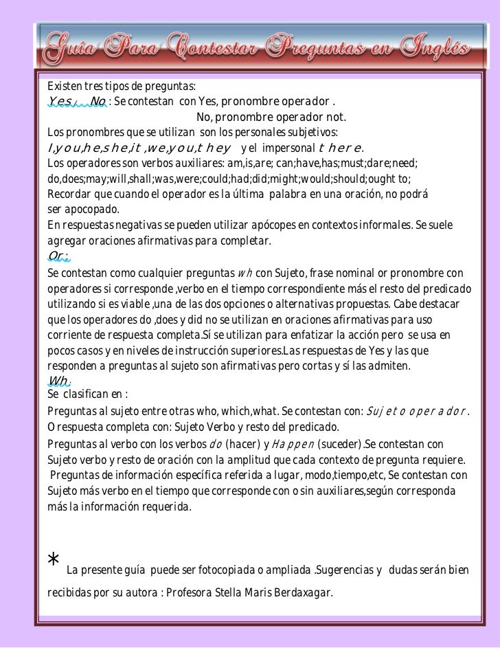 preguntas guía en ingles gu 237 a para responder preguntas en ingl 233 s stella maris preguntas guía en ingles gu 237 a para responder preguntas en ingl 233 s stella maris