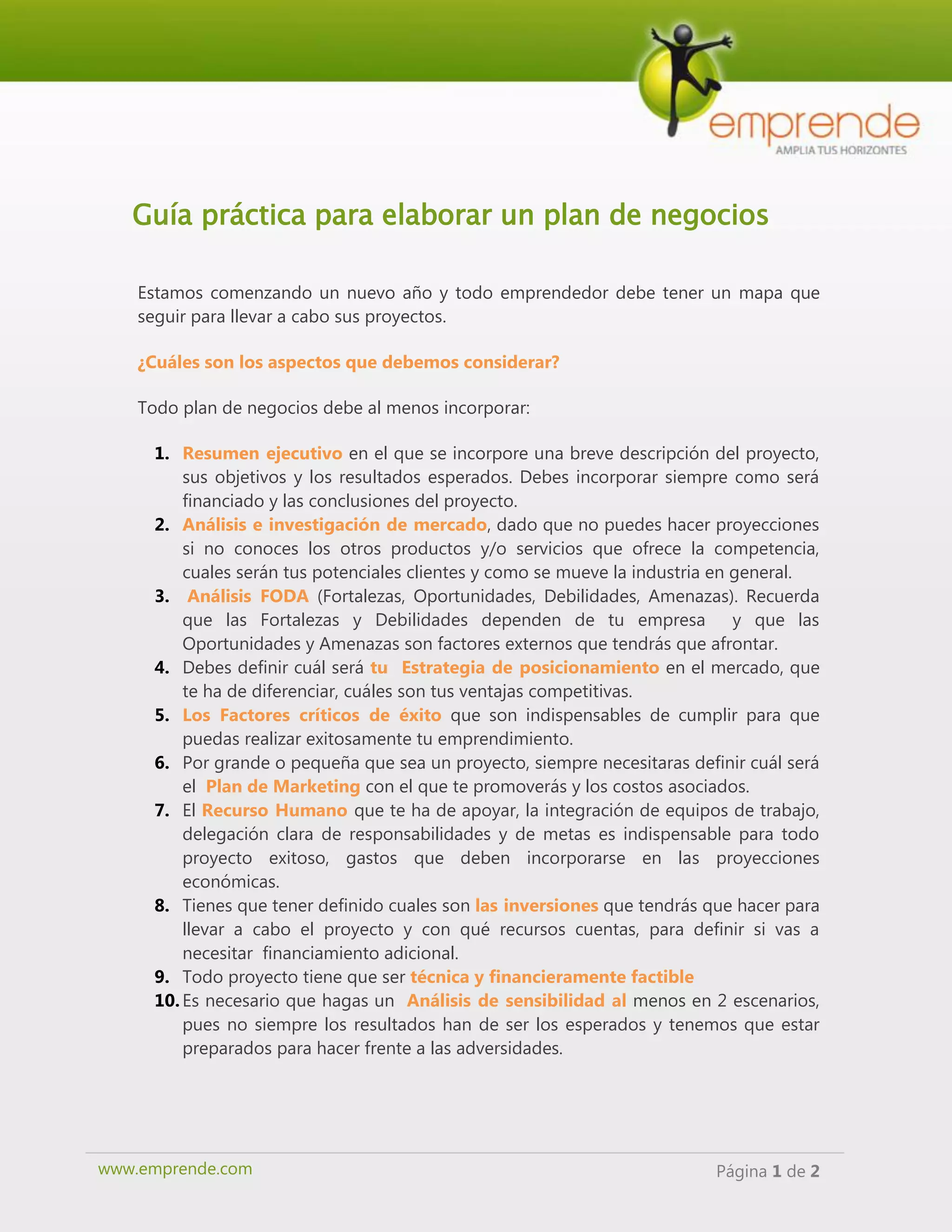 Guía práctica para elaborar un plan de negocios | PDF
