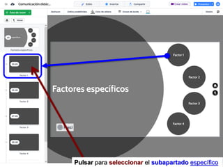 Pulsar para seleccionar el subapartado específico
 