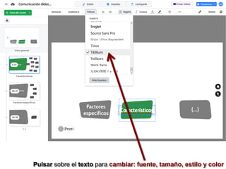 Pulsar sobre el texto para cambiar: fuente, tamaño, estilo y color
 