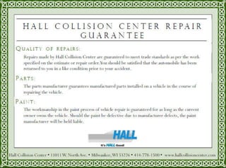 Hall Imports Collision Center Repair Guarantee