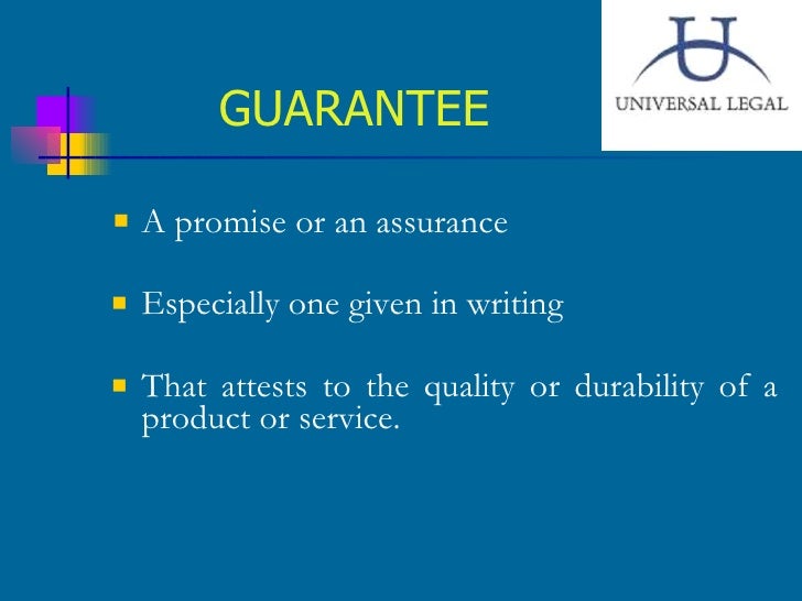 Guarantee And Warranty