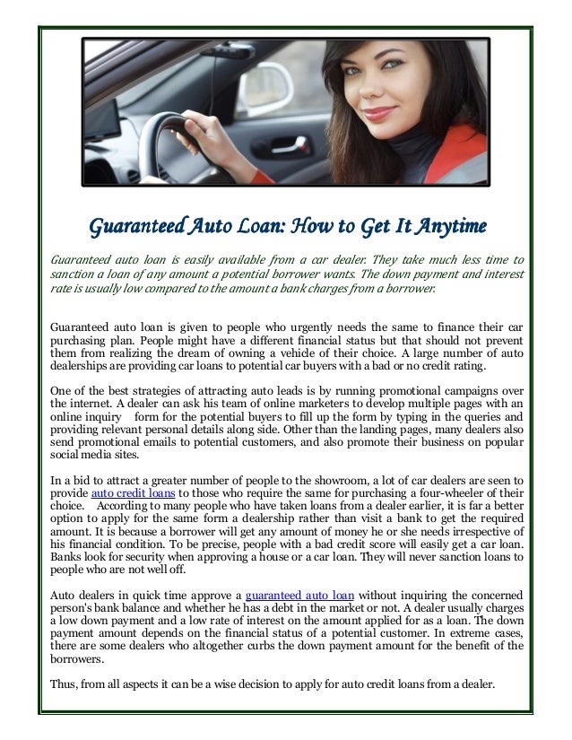 Guaranteed Auto Loan Dealerships >> Guaranteed Auto Loan How To Get It Anytime Guaranteed Auto Loan Dealerships >> Guaranteed Auto Loan How To Get It Anytime
