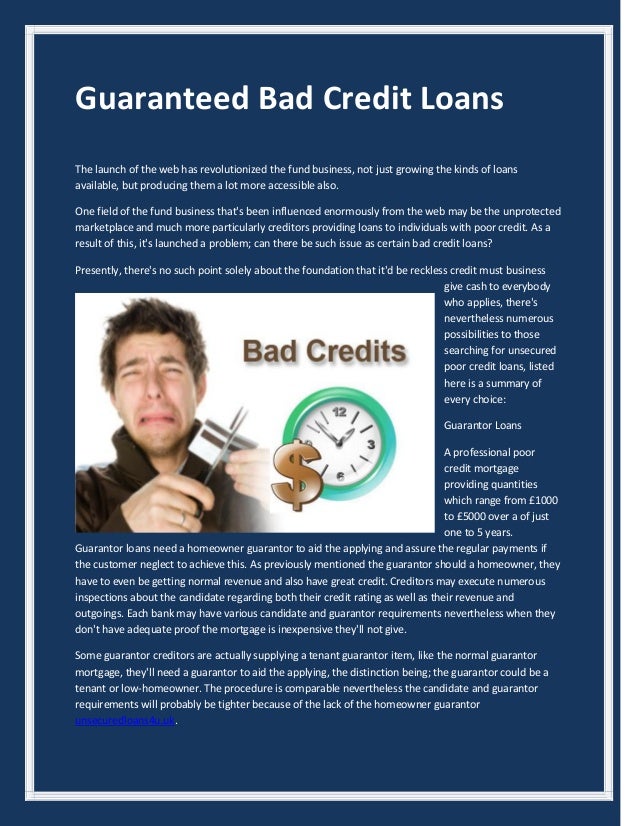Guaranteed Bad Credit Loans
