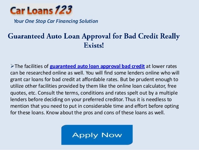 Guaranteed Car Loan Approval Bad Credit, Get Instant Approval Car Loan