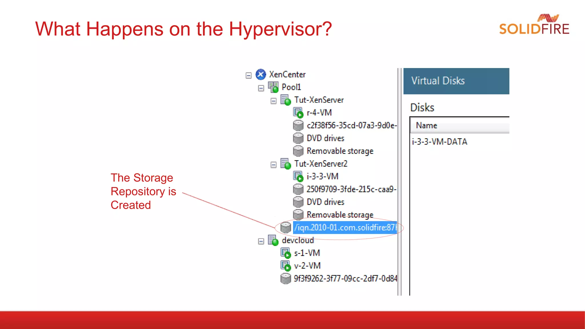 What Happens on the Hypervisor? 
The Storage 
Repository is 
Created 
 