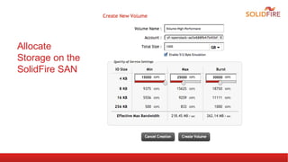 Allocate 
Storage on the 
SolidFire SAN 
 