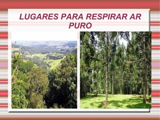 LUGARES PARA RESPIRAR AR
PURO
 