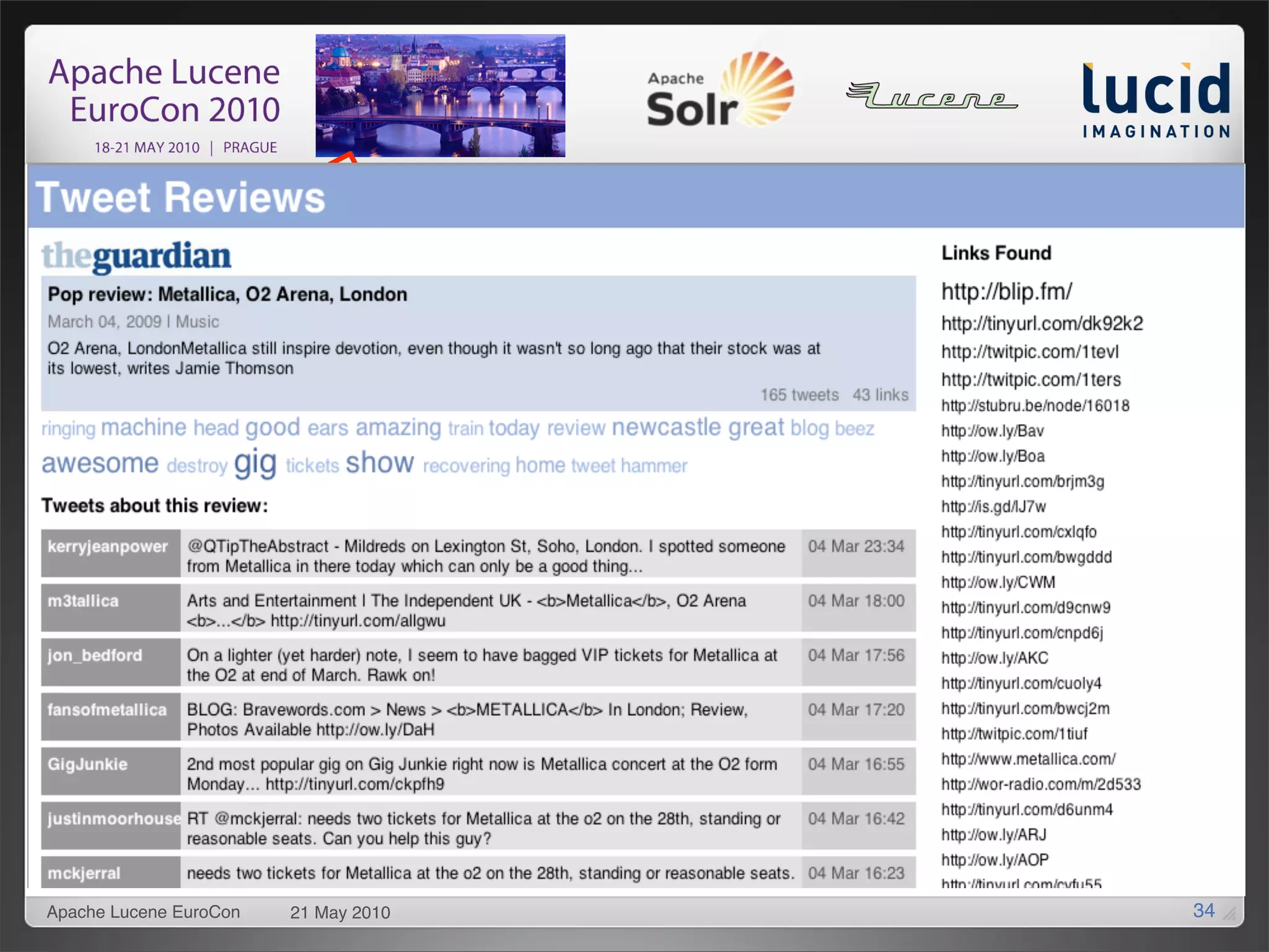 TA
                        BE




Apache Lucene EuroCon    21 May 2010   34
 