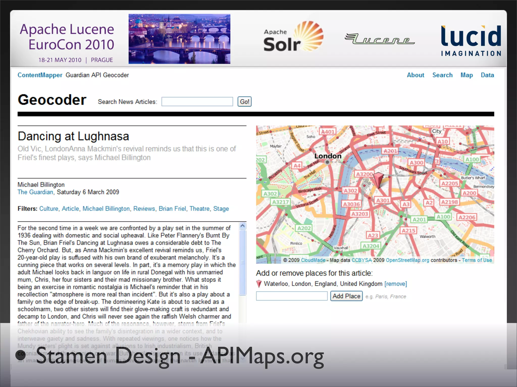 • Stamen Design - APIMaps.org
Apache Lucene EuroCon   21 May 2010   35
 