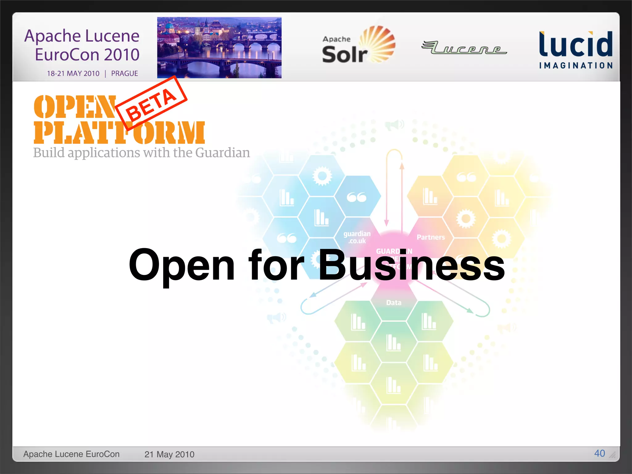 TA
                        BE




                        Open for Business



Apache Lucene EuroCon    21 May 2010        40
 