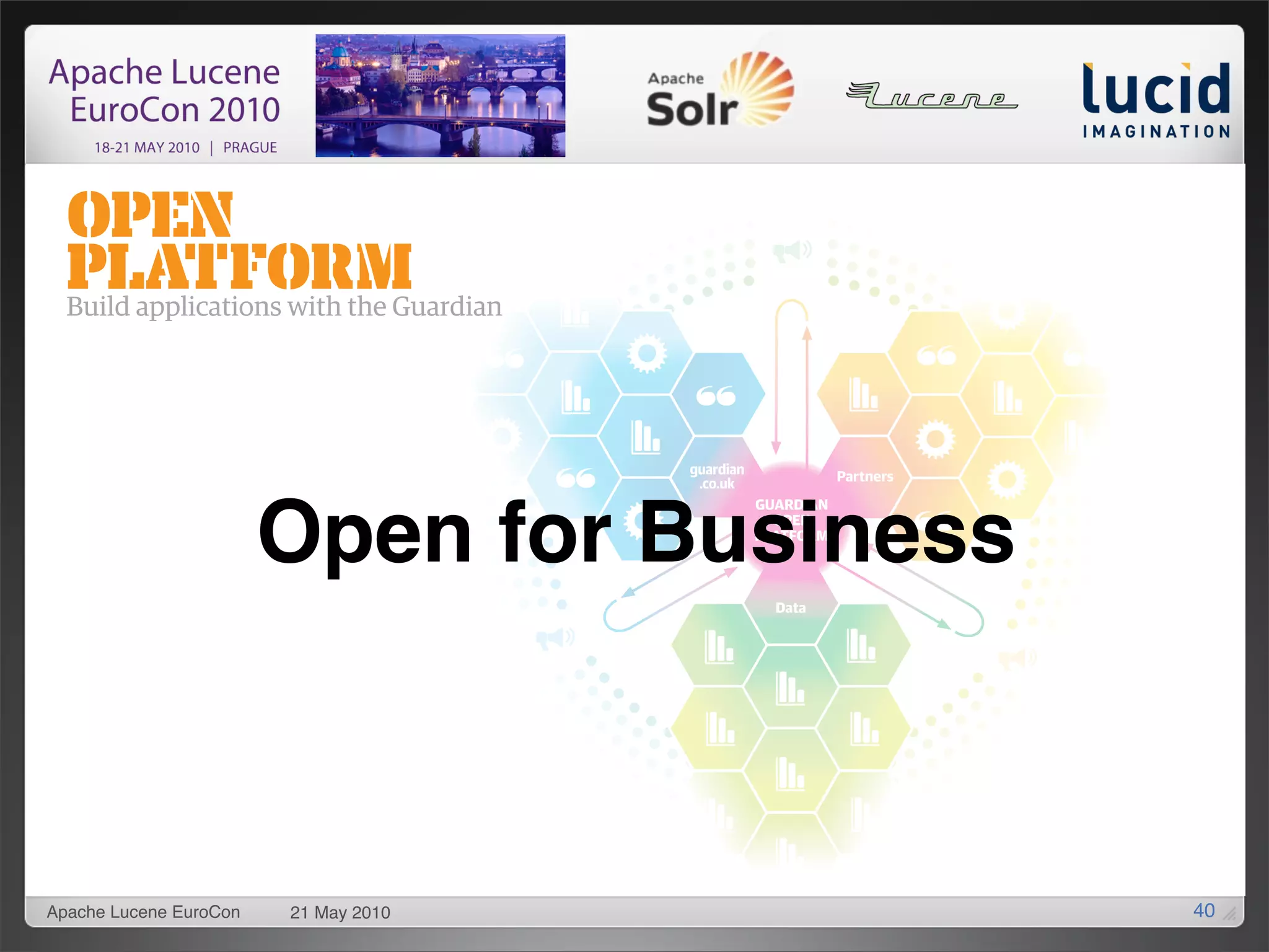 Open for Business



Apache Lucene EuroCon   21 May 2010         40
 