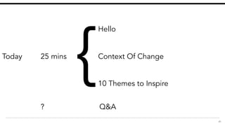 ‹#›
Today
{25 mins
Hello
Context Of Change
10 Themes to Inspire
? Q&A
 