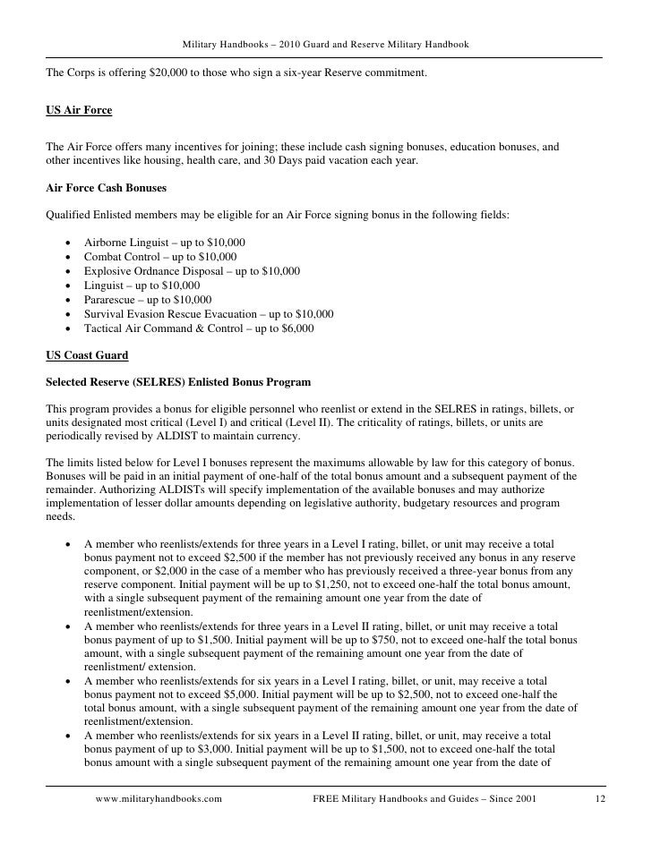 air force reserve signing bonus