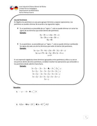 Guía resumen de álgebra