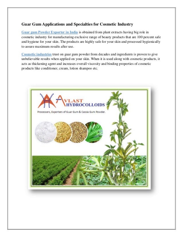 Guar Gum Applications and Specialties for Cosmetic Industry