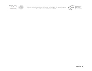 “Guía de aplicación del Anexo de Puntaje de las Reglas de Operación para
Desarrolladores y Verificadores 2014”

Página 4 de 100

 