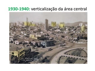 1930-1940: verticalização da área central
 