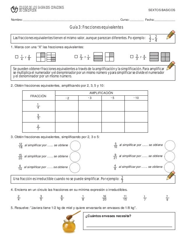 Guías fracciones quinto