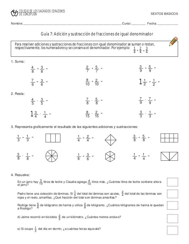 Guías fracciones quinto