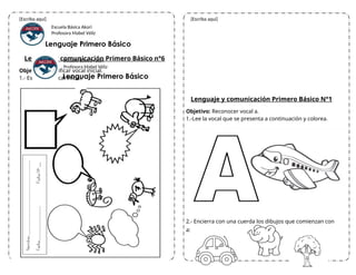 Actividades para Reconocer y Escribir Vocales Iniciales en Primero ...