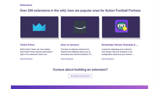 TwitchCon 2018 San Jose, California
Let’s build something 
great together.
THIS IS THE SECTION TITLE
Why is Twitch so
special?Frequently, your initial font choice is taken out of
your awesome hands also we are companies
often specify a typeface, or even a set of fonts,
part of their brand guides However, if you a great
Frequently, your initial font choice is taken out of
your hands. Frequently, your initial font choice is
taken out of your awesome hands also we are
companies often specify a typeface, or even a set
of fonts, part of their brand guides However, if
you a great Frequently, your initial font choice is
taken out of your hands.
Frequently, your initial font choice is taken out of
your awesome hands also we are companies
often specify a typeface, or even a set of fonts,
part of their brand guides However, if you a great
Frequently, your initial font choice is taken out of
your hands. Frequently, your initial font choice is
taken out of your awesome hands also we are
companies often specify a typeface, or even a set
of fonts, part of their brand guides However, if
you a great Frequently, your initial font choice is
taken out of your hands.
 