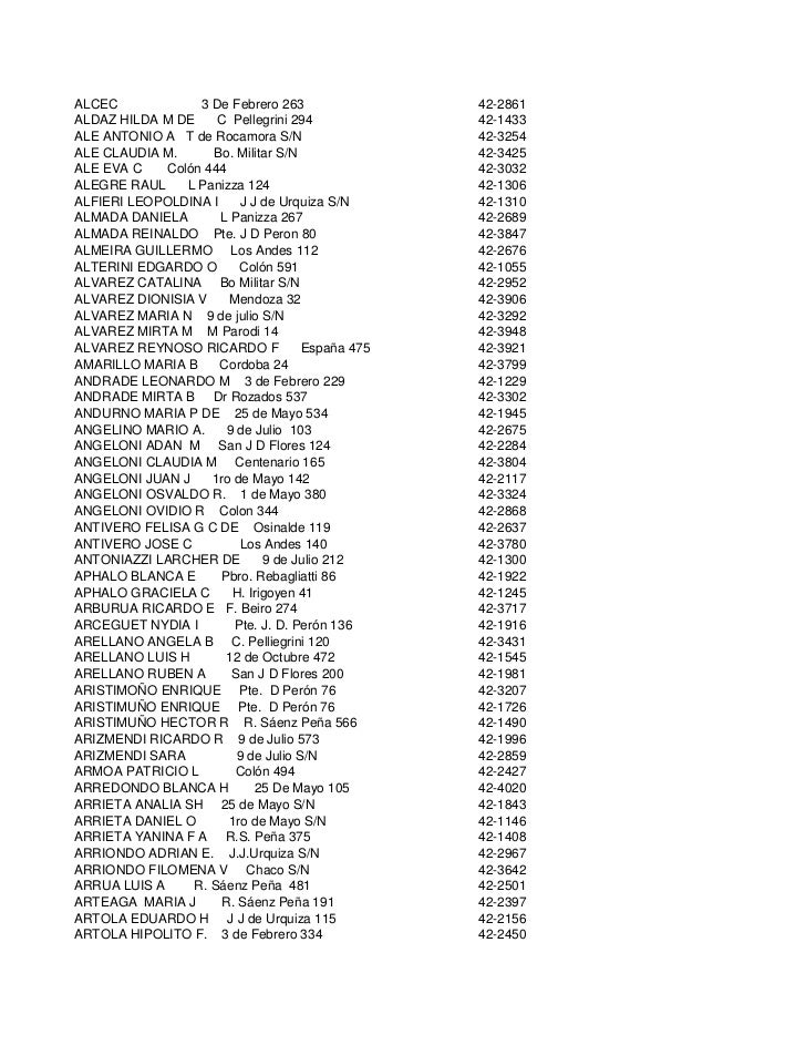 Guía telefónica rosario del tala