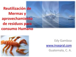 Reutilización de 
Mermas y 
aprovechamiento 
de residuos para 
consumo Humano 
Edy Gamboa 
www.insepral.com 
Guatemala, C. A. 
 