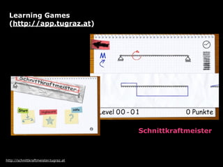 http://schnittkraftmeister.tugraz.at
Schnittkraftmeister
Learning Games 
(http://app.tugraz.at)
 