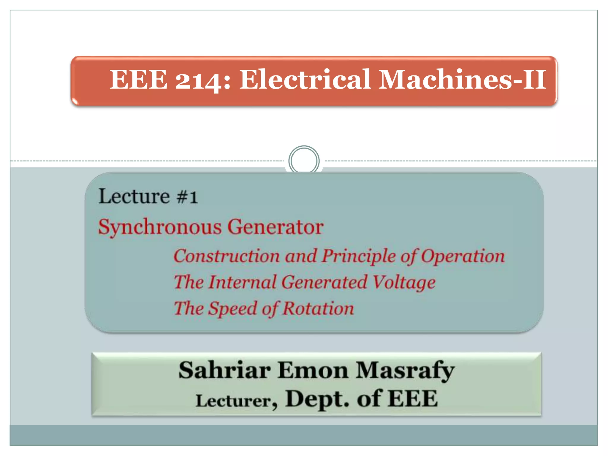 EEE 214: Electrical Machines-II
 