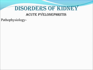 DisorDers of kiDney
acute pyelonephritis
Pathophysiology-
 