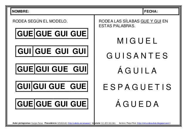 Resultado de imagen para silabas gue gui