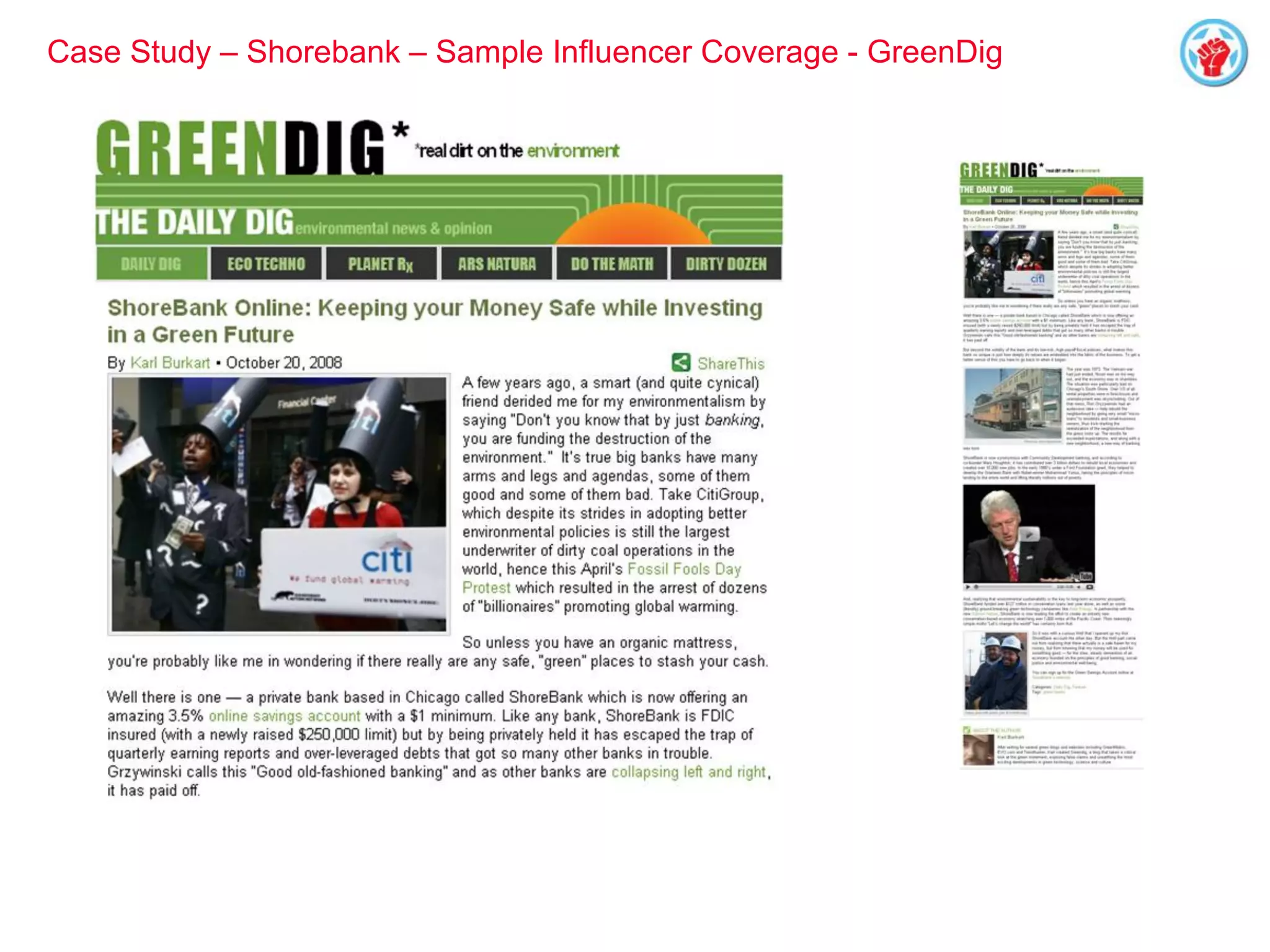 Case Study – Shorebank – Sample Influencer Coverage - GreenDig
 