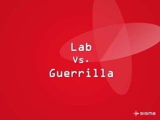Pros:
• Users are often in a more informal environment
(comfortable and relaxed)
• Great for bringing in teams together to observe
users (and discuss)
• Help and support when defining tasks and
scenarios
• Less likely to introduce moderator bias
• Detailed external provider analysis and reports
• More likely to use advanced data collection
(Eye tracking)
Cons:
• Can be costly
• Less likely to want to invest in early stage testing
(Prototypes and early beta code)
• Less likely to perform iterative tests
 