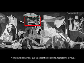 A angústia do cavalo, que se encontra no centro, representa o Povo. 