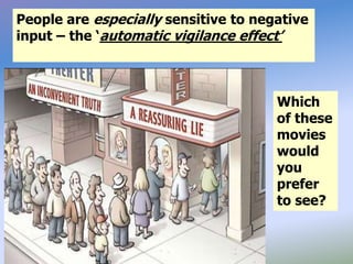 People are especially sensitive to negative
input – the ‘automatic vigilance effect’
Which
of these
movies
would
you
prefer
to see?
 