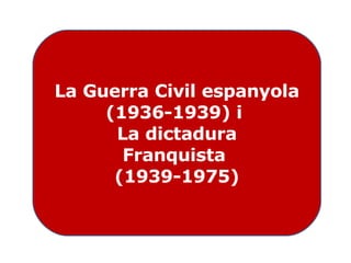 La Guerra Civil espanyola (1936-1939) i  La dictadura Franquista  (1939-1975) 