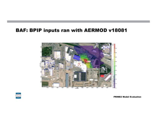 BAF: BPIP inputs ran with AERMOD v18081
PRIME2 Model Evaluation
 