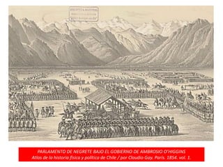 PARLAMENTO DE NEGRETE BAJO EL GOBIERNO DE AMBROSIO O’HIGGINS
Atlas de la historia física y política de Chile / por Claudio Gay. París. 1854. vol. 1.
 