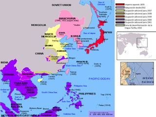 Imperio Japonés 1870Adquisición desde1932Ocupación adicional para 1937Ocupación adicional para 1938	Ocupación adicional para 1939Ocupación adicional para 1940Ocupación adicional para 1941Zona de desmilitarización  de la tregua Tanfku 1933