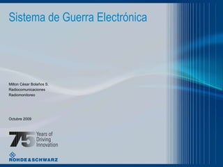Sistema de Guerra Electrónica Octubre  2009 Milton César Bolaños S. Radiocomunicaciones Radiomonitoreo 