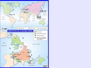 Mapa de la divisió del món en dos blocs i àrees d'influència 