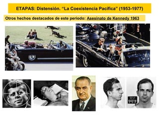 ETAPAS: Distensión. “La Coexistencia Pacífica” (1953-1977)
Otros hechos destacados de este periodo: Asesinato de Kennedy 1963
 